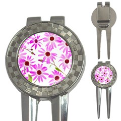 Pink Purple Daisies Design Flowers 3-in-1 Golf Divots by Pakrebo