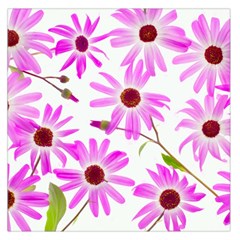 Pink Purple Daisies Design Flowers Large Satin Scarf (square) by Pakrebo