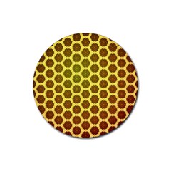 Digital Art Art Artwork Abstract Yellow Rubber Round Coaster (4 Pack)  by Pakrebo