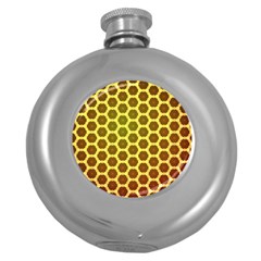 Digital Art Art Artwork Abstract Yellow Round Hip Flask (5 Oz) by Pakrebo