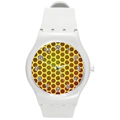 Digital Art Art Artwork Abstract Yellow Round Plastic Sport Watch (m) by Pakrebo