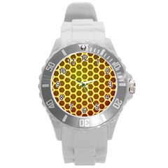 Digital Art Art Artwork Abstract Yellow Round Plastic Sport Watch (l) by Pakrebo