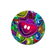 Heart Smile Love Many Friendly Magnet 3  (round) by Pakrebo