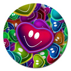 Heart Smile Love Many Friendly Magnet 5  (round) by Pakrebo