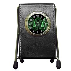 Abstract Desktop Background Green Pen Holder Desk Clock by Pakrebo