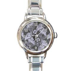 Ornament Flowers Leaf Round Italian Charm Watch by Pakrebo