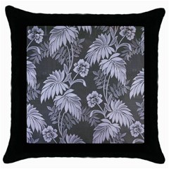 Ornament Flowers Leaf Throw Pillow Case (black) by Pakrebo