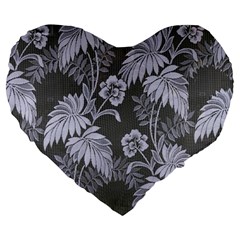 Ornament Flowers Leaf Large 19  Premium Heart Shape Cushions