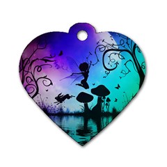 Cute Fairy Dancing In The Night Dog Tag Heart (one Side) by FantasyWorld7