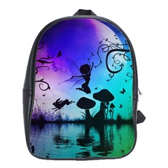 Cute Fairy Dancing In The Night School Bag (large) by FantasyWorld7