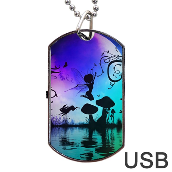 Cute Fairy Dancing In The Night Dog Tag USB Flash (Two Sides)