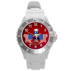 Happy 4th Of July Round Plastic Sport Watch (l) by FantasyWorld7