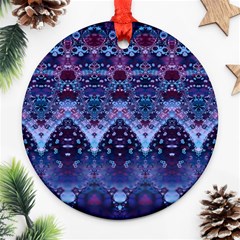 Blue Elegance Elaborate Fractal Fashion Ornament (round) by KirstenStar