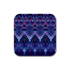 Blue Elegance Elaborate Fractal Fashion Rubber Square Coaster (4 Pack) 