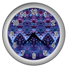 Blue Elegance Elaborate Fractal Fashion Wall Clock (silver)