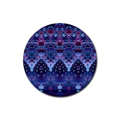 Blue Elegance Elaborate Fractal Fashion Rubber Round Coaster (4 Pack) 