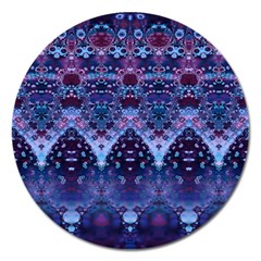 Blue Elegance Elaborate Fractal Fashion Magnet 5  (round)