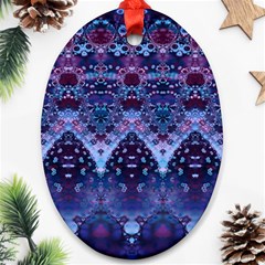 Blue Elegance Elaborate Fractal Fashion Oval Ornament (two Sides)