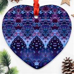 Blue Elegance Elaborate Fractal Fashion Heart Ornament (two Sides)