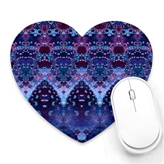 Blue Elegance Elaborate Fractal Fashion Heart Mousepads