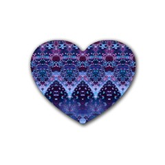 Blue Elegance Elaborate Fractal Fashion Rubber Coaster (heart) 