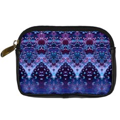 Blue Elegance Elaborate Fractal Fashion Digital Camera Leather Case