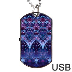 Blue Elegance Elaborate Fractal Fashion Dog Tag Usb Flash (one Side) by KirstenStar