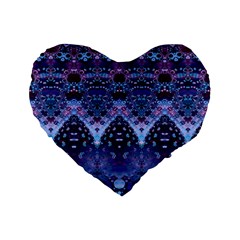 Blue Elegance Elaborate Fractal Fashion Standard 16  Premium Flano Heart Shape Cushions