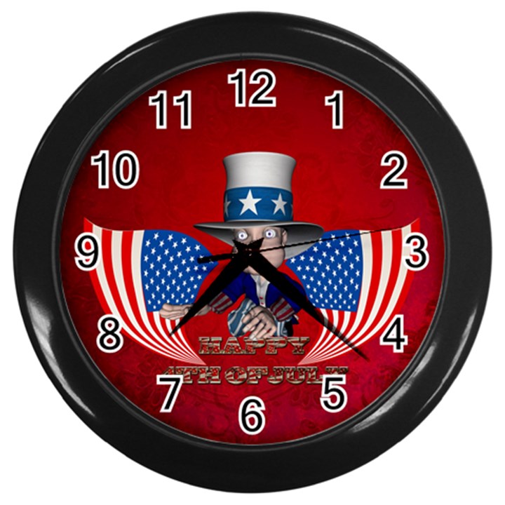 Happy 4th Of July Wall Clock (Black)