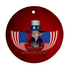 Happy 4th Of July Round Ornament (two Sides) by FantasyWorld7