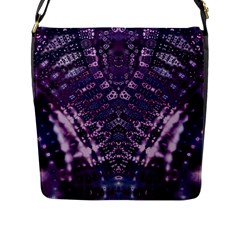 Purple Fractal Lace V Shape Flap Closure Messenger Bag (l) by KirstenStar