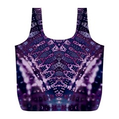 Purple Fractal Lace V Shape Full Print Recycle Bag (l) by KirstenStar