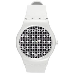 Purple Pattern Texture Round Plastic Sport Watch (m)