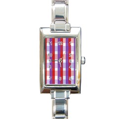 Gingham Pattern Line Rectangle Italian Charm Watch by HermanTelo