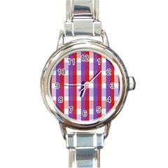 Gingham Pattern Line Round Italian Charm Watch by HermanTelo