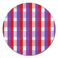 Gingham Pattern Line Magnet 5  (round) by HermanTelo