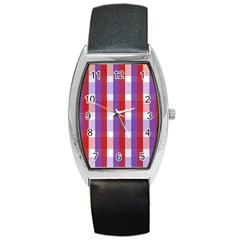 Gingham Pattern Line Barrel Style Metal Watch by HermanTelo