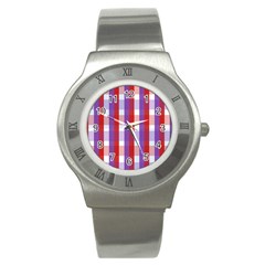 Gingham Pattern Line Stainless Steel Watch by HermanTelo