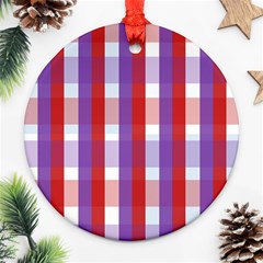 Gingham Pattern Line Round Ornament (two Sides)