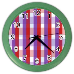 Gingham Pattern Line Color Wall Clock