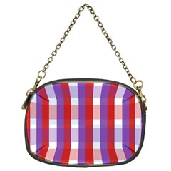 Gingham Pattern Line Chain Purse (one Side)