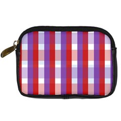 Gingham Pattern Line Digital Camera Leather Case