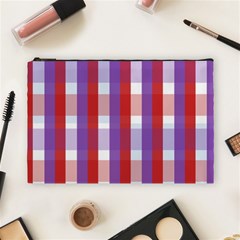 Gingham Pattern Line Cosmetic Bag (large)