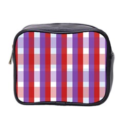 Gingham Pattern Line Mini Toiletries Bag (two Sides) by HermanTelo