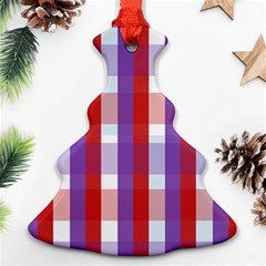 Gingham Pattern Line Christmas Tree Ornament (two Sides)