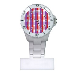 Gingham Pattern Line Plastic Nurses Watch by HermanTelo