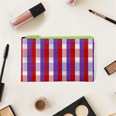 Gingham Pattern Line Cosmetic Bag (xs)