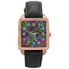 Pattern Artistically Rose Gold Leather Watch 