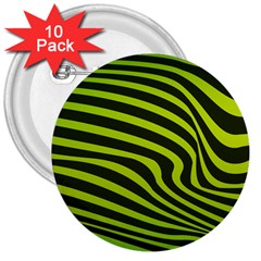 Wave Green 3  Buttons (10 Pack)  by HermanTelo