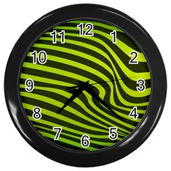 Wave Green Wall Clock (black) by HermanTelo